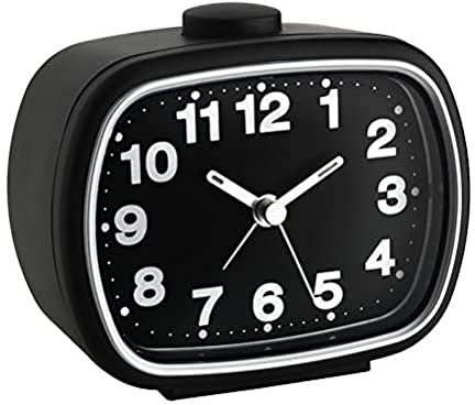 TFA Dostmann Analoger Wecker, 60.1017.01, im Retro-Design, lauter Alarm Kunststoff, Schwarzweiß 11 x 6 x 9,2 cm, L117 x B77 x H123 mm