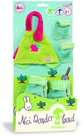 Nici 35505 - Wonderland 3 Minilara Set Schürze, Stiefel und Handschuhe für Puppe 30 cm