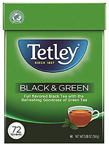 Tetley Tea Bags, Black and Green, 72 Count by Tetley