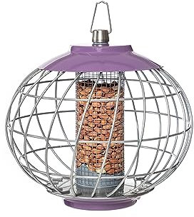 The Nuttery Helix Bird Nut Feeder HELN04 - Squirrel-Proof, All-Weather Steel Construction - Hanging Large Capacity Garden Bird Feeder with Easy-Fill Design (Aubergine)