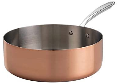 Pentole Agnelli COTE107CIT28 Linea Cooper 3 Casseruola Bassa a Induzione con 1 Manico, 28 cm, Acciaio, Argento
