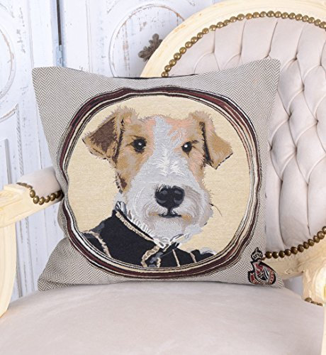 Kissen Gobelin Zierkissen GRAF vonTerrier Kissenhülle Kissenbezug 40x40 cm Hund kdk009 Palazzo Exclusiv