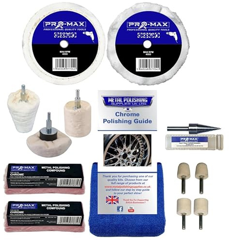 Chrome Metal Polishing Buffing Kit Fits Drill 3 x 1/2 13pc Pro-Max