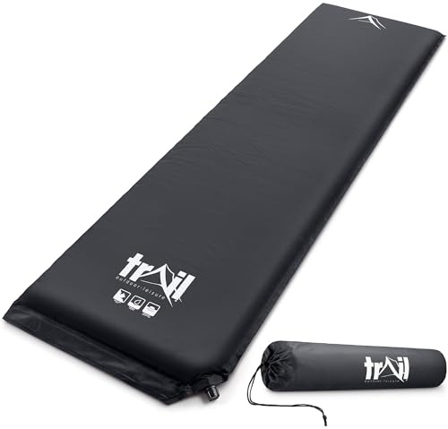 Trail Inflatable Single Camping Mat, Self-Inflating, 5cm Thick Memory Foam, Lightweight Sleeping Mattress, Carry Bag