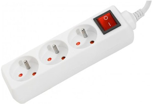 Dexlan 808537 Interrupteurs 3 Voies AC 4 m Blanc multiprise (Intérieur, 4 m, 3 Sorties AC, Blanc)