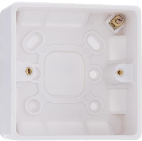 BG Electrical Single Surface Mounted Back Box, 1 Gang Pattress for Switches and Sockets, 32mm, Round Edge, Nexus 800 Series, White Moulded, 891-01