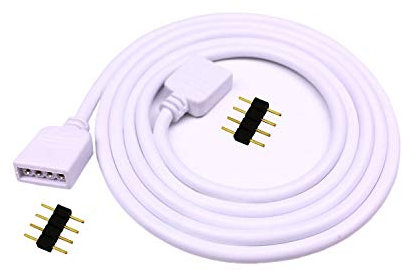 LitaElek 5m 16.4ft RGB LED Strip Extension Cable 4 Pin LED Tape Extension Cord LED Ribbon Extension Wire LED Band Extender Quick Connector Cable for SMD 5050 3528 2835 RGB LED Strip Light, White
