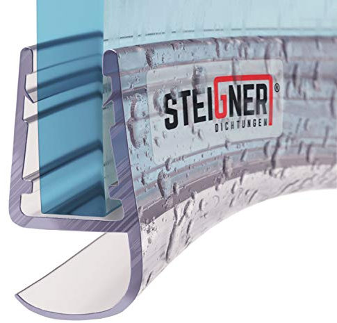 STEIGNER Joint de Douche pour paroi en Verre, 80cm, vitre 5/6/7/8mm, Joint d'étanchéité PVC courbé pour Les cabines de Douche arrondies, UK15