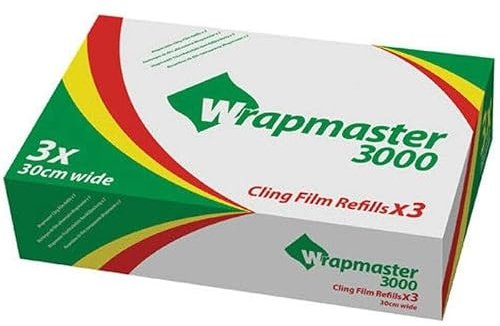 We Can Source It Ltd - Wrapmaster 3000 Cling Film – 30cm x 300m, 3 Rolls – Premium Kitchen Wrap for Professional Catering, Food Preservation, and Freezing – Compatible with Wrapmaster Dispensers
