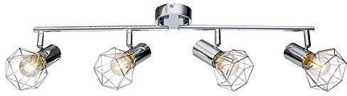 Globo Decken Spot Leiste 4er Strahler bewegliche Spots Metall Käfige silber Lampe Leuchte 54802-4 XARA I, Chrom, Norme