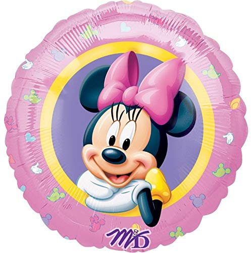 amscan 1095901.0 Round Foil Balloon with Mouse Pc. Disney Runder Folienballon mit Minnie Maus Design – 1 Stück, bunt, Large
