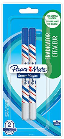 Paper Mate Correction Stift Super Magic und Tintenkiller | Blau | feine Schreibspitze | 2 Stück