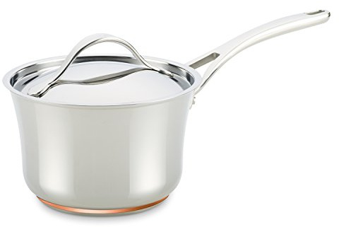 Anolon Nouvelle Stainless Steel Sauce Pan/Saucepan with Lid, 3.5 Quart, Silver