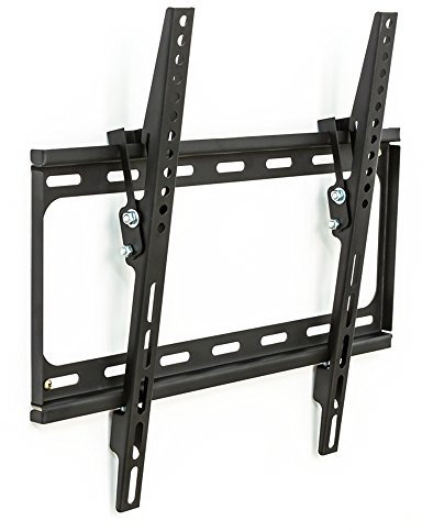 tectake® 401163 TV Wandhalterung für Flachbildschirme, neigbar, bis VESA 400x400, passend für 66cm (26 Zoll) bis 191cm (75 Zoll) Diagonale, belastbar bis 90kg, schwarz