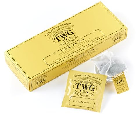 TWG Tea | 1837 Black Tea | Schwarzer Tee | Früchte & Blumen | 15 Handgenähte Teebeutel aus Baumwolle | Geschenkset