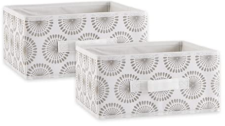 DII Non Woven Polyester Storage Bin, 11x11x5.5-inch, Starburst Gray, 2 Piece