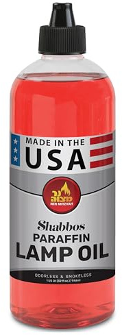Ner Mitzvah Paraffin Lamp Oil, Red Smokeless, Odorless, Clean Burning Fuel for Indoor and Outdoor, Use with E - Z Fill Cap and Pouring Spout, 32oz