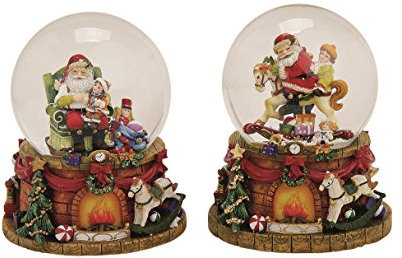 Spieluhr Schneekugel Nikolaus Santa Weihnachtsmann 15 cm Nostalgie Weihnachten Lied Merry Christmas Spieldose