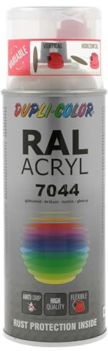 Dupli-Color Acryl Spray - Sprühlack ideal für Maschinen Werkzeuge und Fahrzeuge, Lackspray seidengrau glänzend RAL 7044