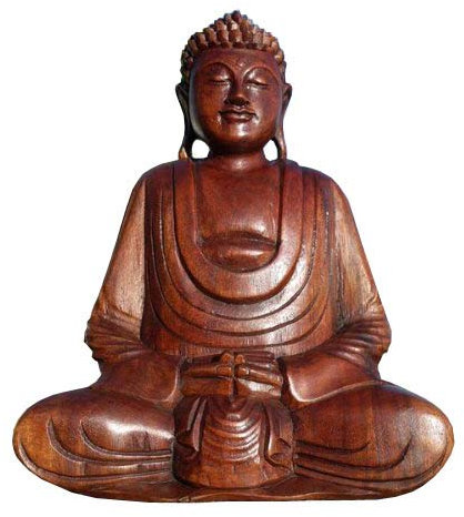 Wogeka - Super schöner 30 cm Buddha Meditation - Handarbeit aus Holz geschnitzt als besondere Geschenk-Idee für Asia Fans zu Geburtstag, Weihnachten zur Deko Budda Feng Shui BMHU30