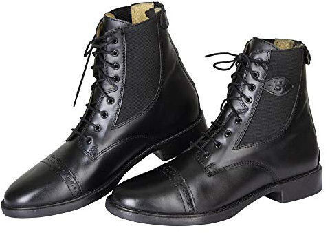 Kerbl Stivaletti stringati Monaco, Stivaletti in pelle per equitazione - Unisex adulti, Black, 45 EU