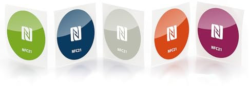NFC Sticker NTAG 216 Tags 30mm Aufkleber aus PET, 5 Stück, bunt, 868 Byte NDEF Speicher, kompatibel mit Apple iOS HomeKit & Kurzbefehle sowie Android Apps, UID ASCII Mirror Feature, NFC Counter