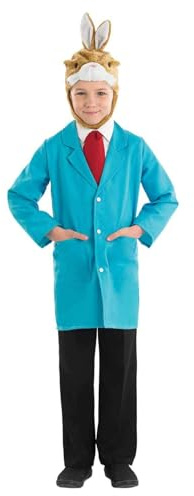 Fun Shack, Rabbit Costume Kids, Halloween Costume | Long Blue Jacket, Red Necktie & a Rabbit Face Headpiece Included, Perfect for Halloween, Great for Fancy Dress