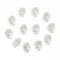 LEORX 12 Pack Nail Art Sticker Decoration - Rhinestone Decorated Skull Shaped (Silver)