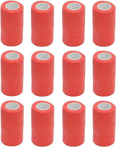 Haftbandage – 12 Rollen x 10 cm x 4,5 m, Erste Hilfe, Sport, Bandagen, COBOX Tierarztverband selbstklebende Bandagen, Orange