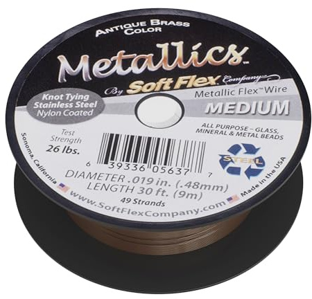 Soft Flex Best Beading Wire Antique Brass .019 Inch - 30 Feet