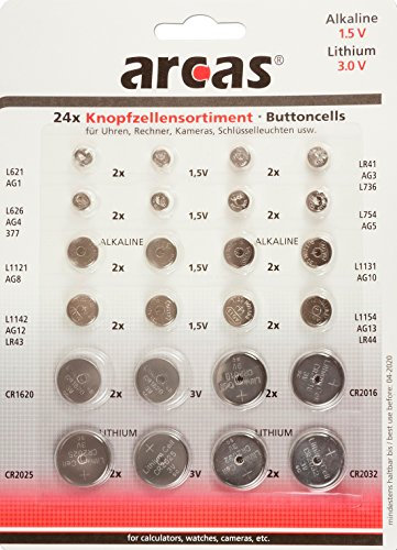 Arcas 12792400 AG Alkaline (CR Lithium Knopfzellenset, 24 pièces)