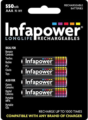 Infapower B009 - INFAPOWER AAA 550mAh Ni-Mh Rechargeable Batteries, 4 Pack (B009)