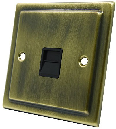 Victorian Antique Brass Telephone Slave Socket - BT Phone Extension Secondary Socket