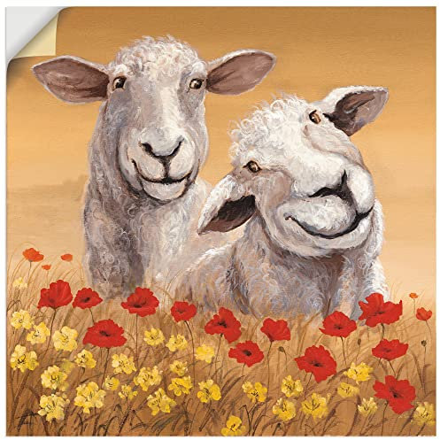 ARTland Wanddeko Wandtattoo selbstklebende Vinylfolie 50x50 cm Schaf Tiere Landhaus Blumen Malerei T4GY