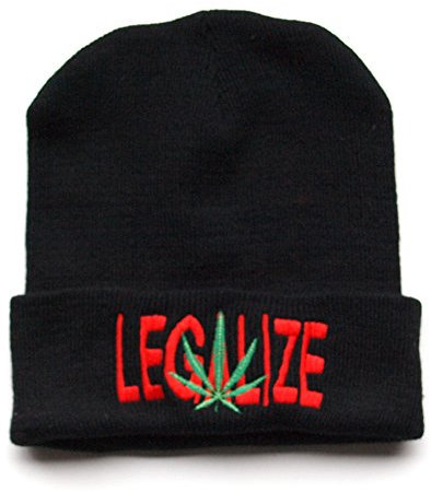 BAD TASTE Strickmütze Legalize Cannabis Beanie mit Krempe schwarz Bestickt