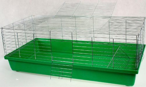 Nagerkäfig,Hasenkäfig,Meerschweinkäfig,Käfig,Rabbit,Zwergkaninchen ca. 100x54x43cm grün jetzt mit GRATIS Futternapf, Trinkflasche und Heuraufe