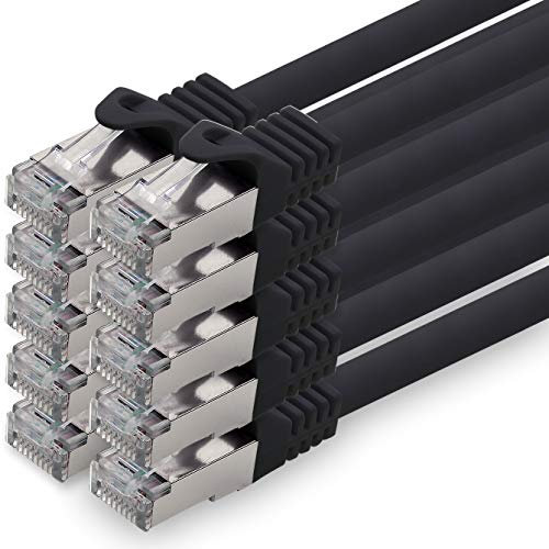 10m - noir - 10 pièces câble réseau CAT.7 câble patch SFTP PIMF LSZH câble Gigabit Lan 10Gb s câble brut cat7 avec connecteur RJ45 Cat6a compatible avec CAT5 CAT6 cat7 cat8