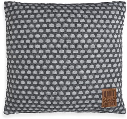 KNIT FACTORY - Mila Kissen - Grau/Anthrazit - 50x50 cm