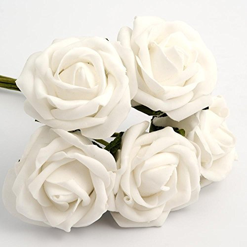 Italian Options Colourfast Artificial Foam Rose Flowers Wedding Bouquet, 5cm, White