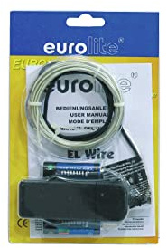 EUROLITE EL-Schnur 2mm, 2m, hellblau | Flexible Elektrolumineszenz-Leuchtschnur, Batteriebetrieb