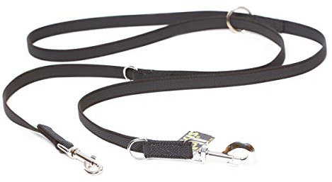 IDC Color & Gray verstellbare Leine mit Doppelkarabiner, 20 mm x 2,2 m, Schwarz-Grau