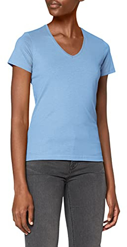 Stedman Apparel Women's Classic-T V-Neck/ST2700 Regular Fit Short Sleeve T-Shirt, Light Blue, Size 14 (Manufacturer Size:Large)