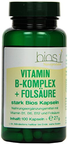 Bios Vitamin B Komplex und Folsäure stark, 100 Kapseln, 1er Pack (1 x 27 g)