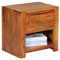 Wohnling Nachttisch Mumbai aus Sheesham Massiv-Holz 40 x 40 x 30 cm, Nacht-Kommode braun mit 1 Schublade und 1 Ablagefach, Nachtschrank Landhaus-Stil Echt-Holz