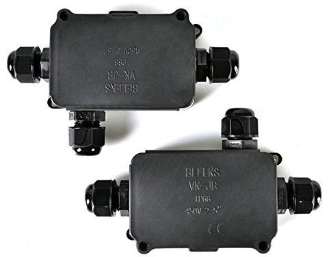 Idealeben 2Pcs Weatherproof IP66 Outdoor/External Junction Box 3-Cable Connector Can Underground Cable Sleeve for 4-8 mm Cable Diameter PG9
