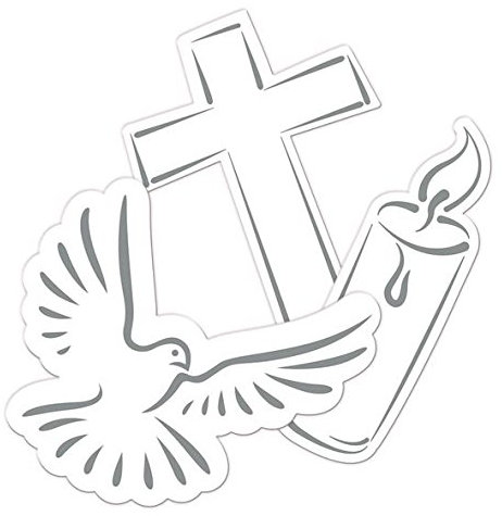 Folat Streudeko Taube Kerze Kreuz, weiß/Silber, ca. 10,5 cm, 24 St.