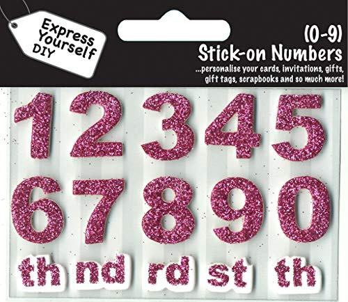 Express Yourself MIP Numbers 0-9 (Pink) Age Topper - Self Adhesive Greeting Card Craft Embellishment Sticker Set for Card Making, Gift Wrapping, Scrapbooking, Paper Crafts and DIY Projects