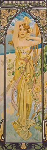 1art1 Alphonse Mucha Die Vier Tageszeiten, Der Tag, 1899, 1-Teilig Selbstklebende Fototapete Poster-Tapete 240x75 cm