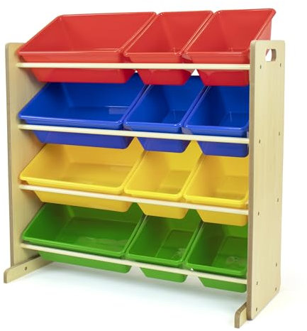 Humble Crew Organizador Infantil Natural y Multicolor: 12 Cajas Almacenamiento, Organiza Juguetes, diseño Vibrante, Segura, Montaje rápido, Ideal niños