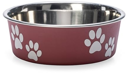 Karlie Edelstahlnapf Ascar mit Pfotenmotiv 300 ml ø: 10 - 12 cm dunkelrot